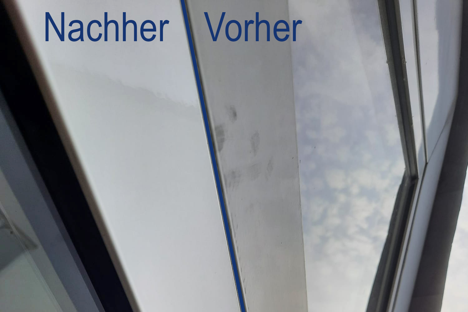 Fensterrahmen vor und nach neuer Folierung